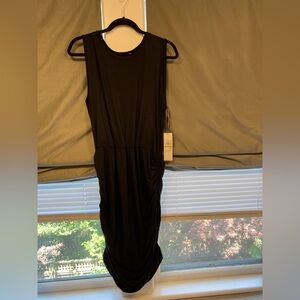 NWT Calvin Klein Black Ruched Sleeveless Dress, Size 14